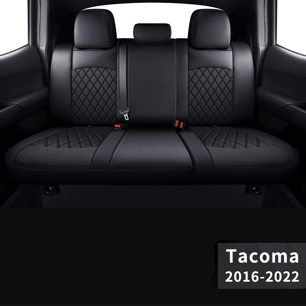 Black Rear Faux Leather Tacoma Seat Covers D443