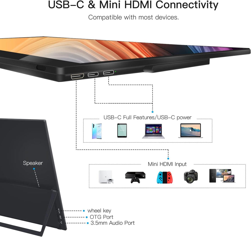 15.6" Portable Touchscreen Monitor with Kickstand 1080P Mini HDMI M788
