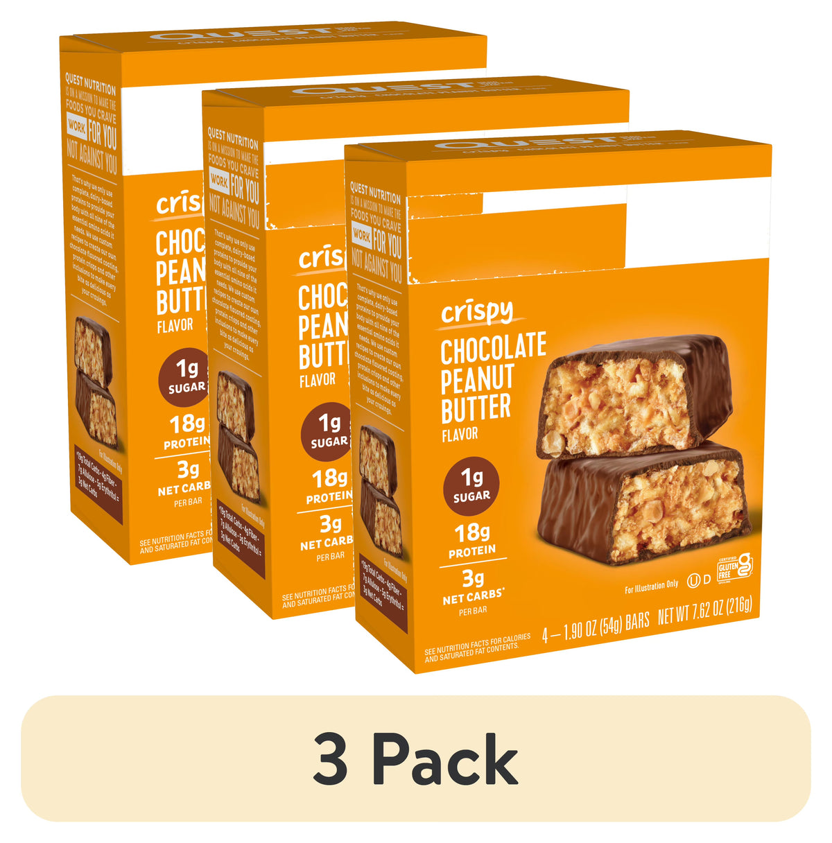 3 Pack Chocolate Peanut Butter Protein Bars Q762