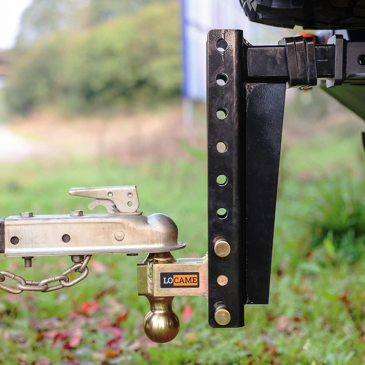 Adjustable Trailer Hitch, 2-Inch Receiver, 13-Inch Drop/Rise, 21000 LBS GTW, Double Pins, Solid Ball Mount V6195