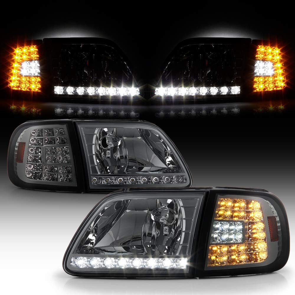 Smoked LED Strip DRL Headlights and LED Corner Lights A3541