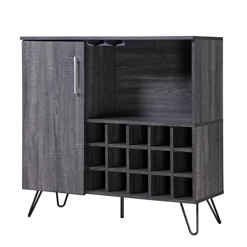 Sonoma Gray Oak and Black Finish Bar Cabinet I260