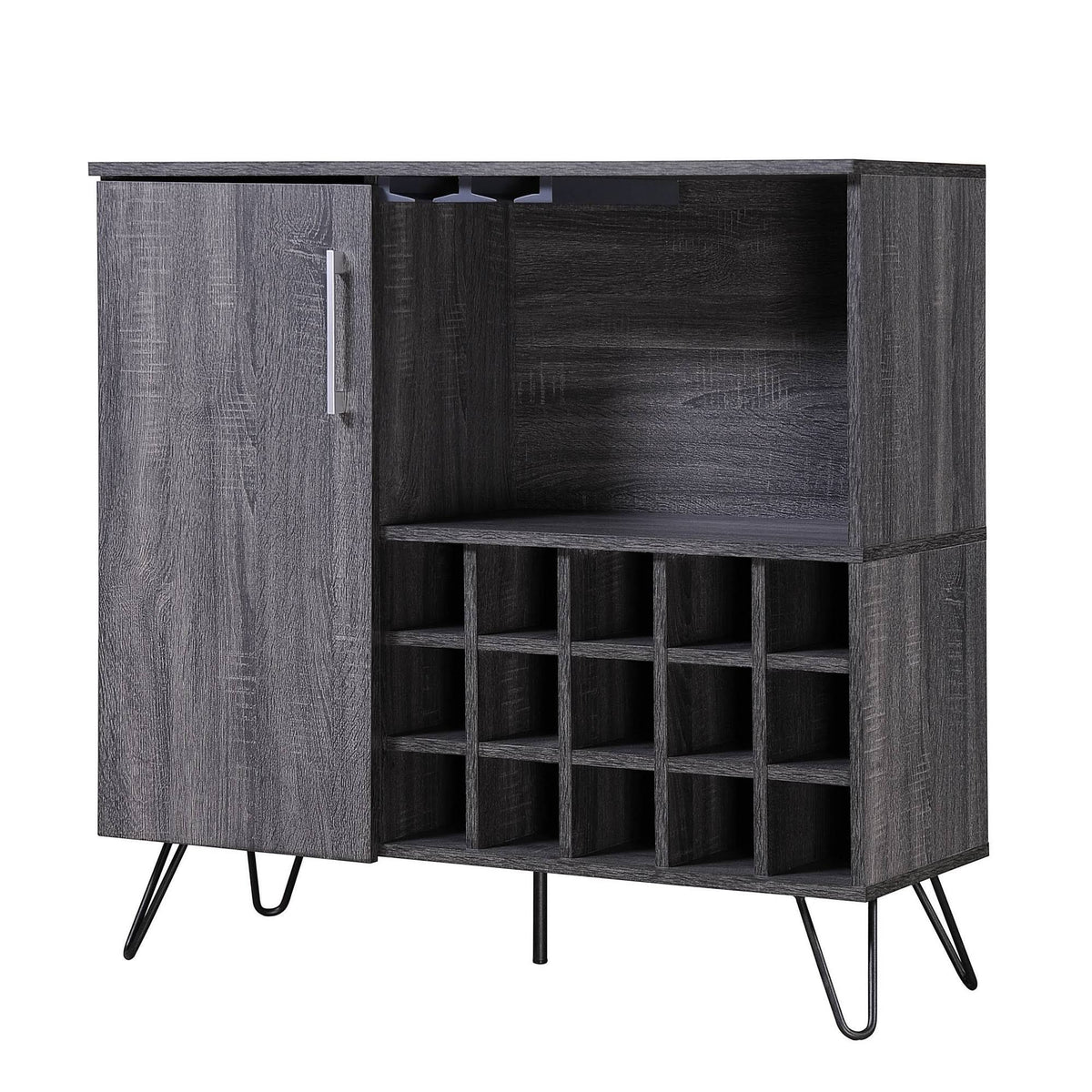 Sonoma Gray Oak and Black Finish Bar Cabinet I260