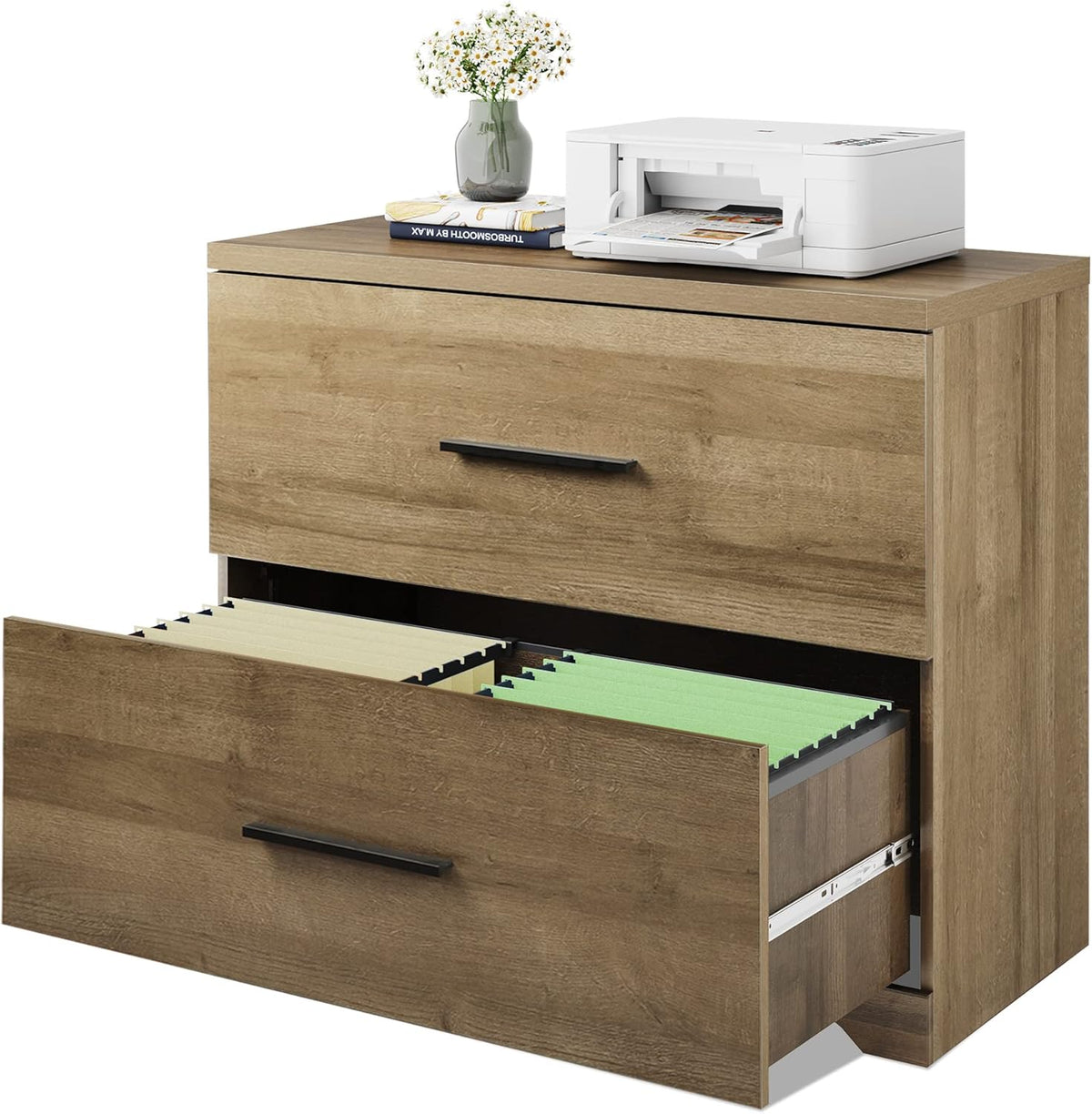 Gray Oak 2 Drawer Wood Lateral File Cabinet M1432