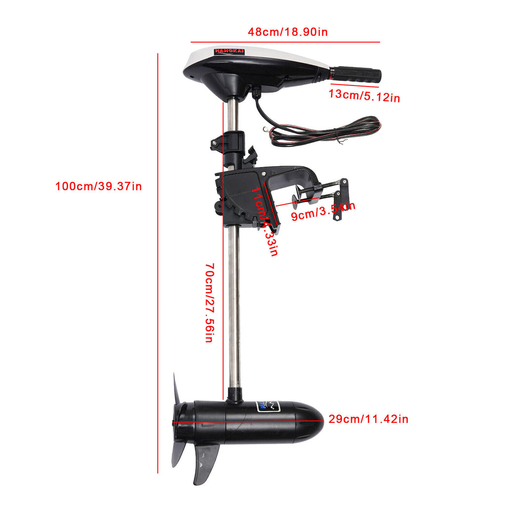45Lbs Electric Outboard Motor 12V 552W Thrust Trolling Boat Engine with Retractable Handle F723