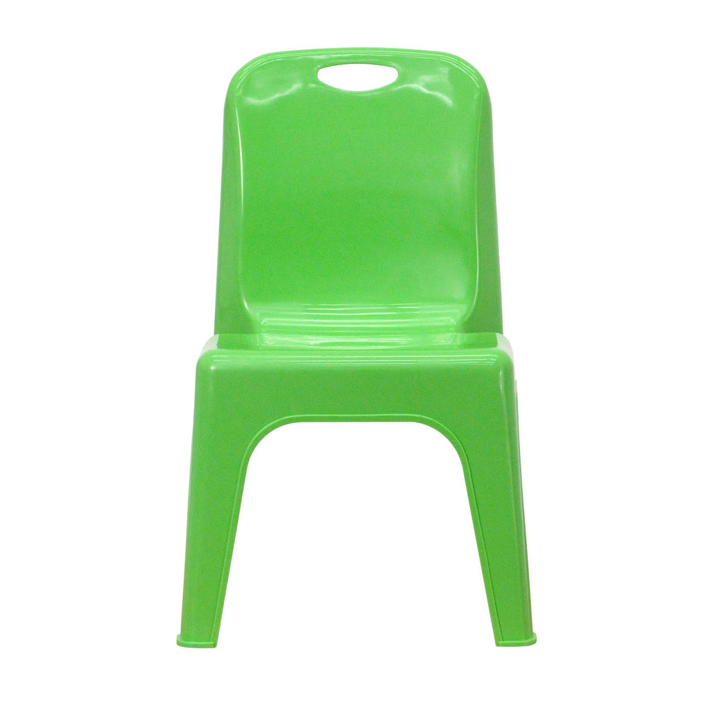 Green Plastic Stackable School Chair with Carrying Handle U591646