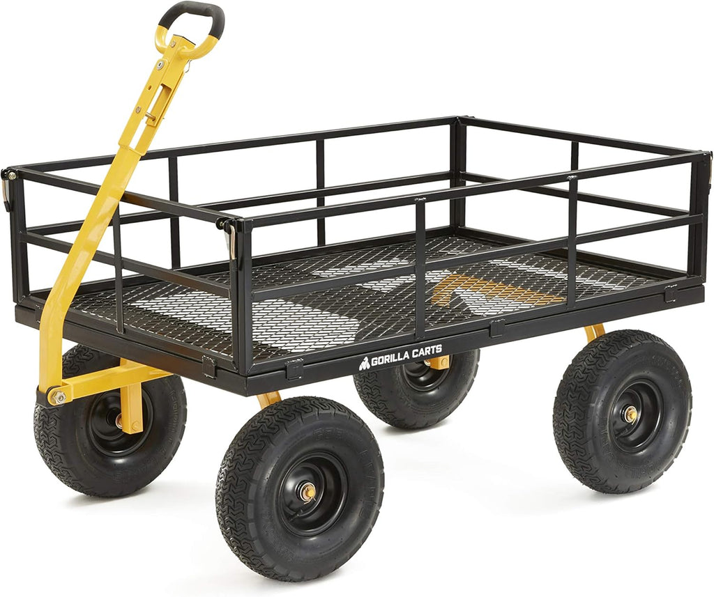 Heavy-Duty Steel Utility Cart with Removable Sides and 15" Tires, 1400-lbs. Capacity, Black L85605