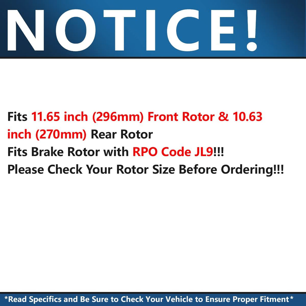 10pc Front and Rear Disc Rotor and Brake Pad Set O30009
