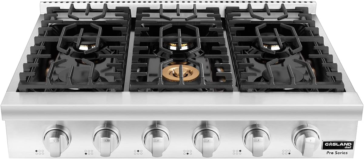 6 Burner Gas Rangetop with Griddle Cast Iron Grates O4932