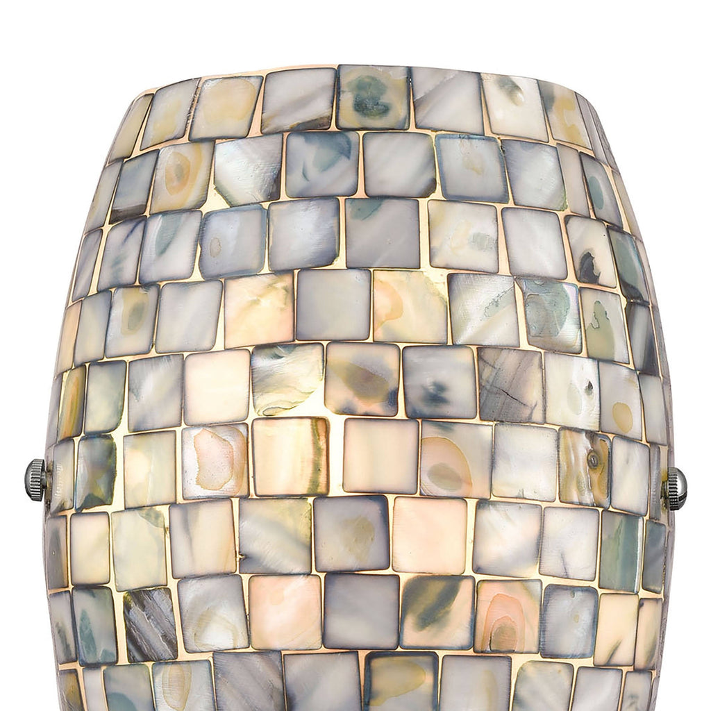 Satin Nickel 1-Light Sconce with Glass/Gray Capiz Shells R16386