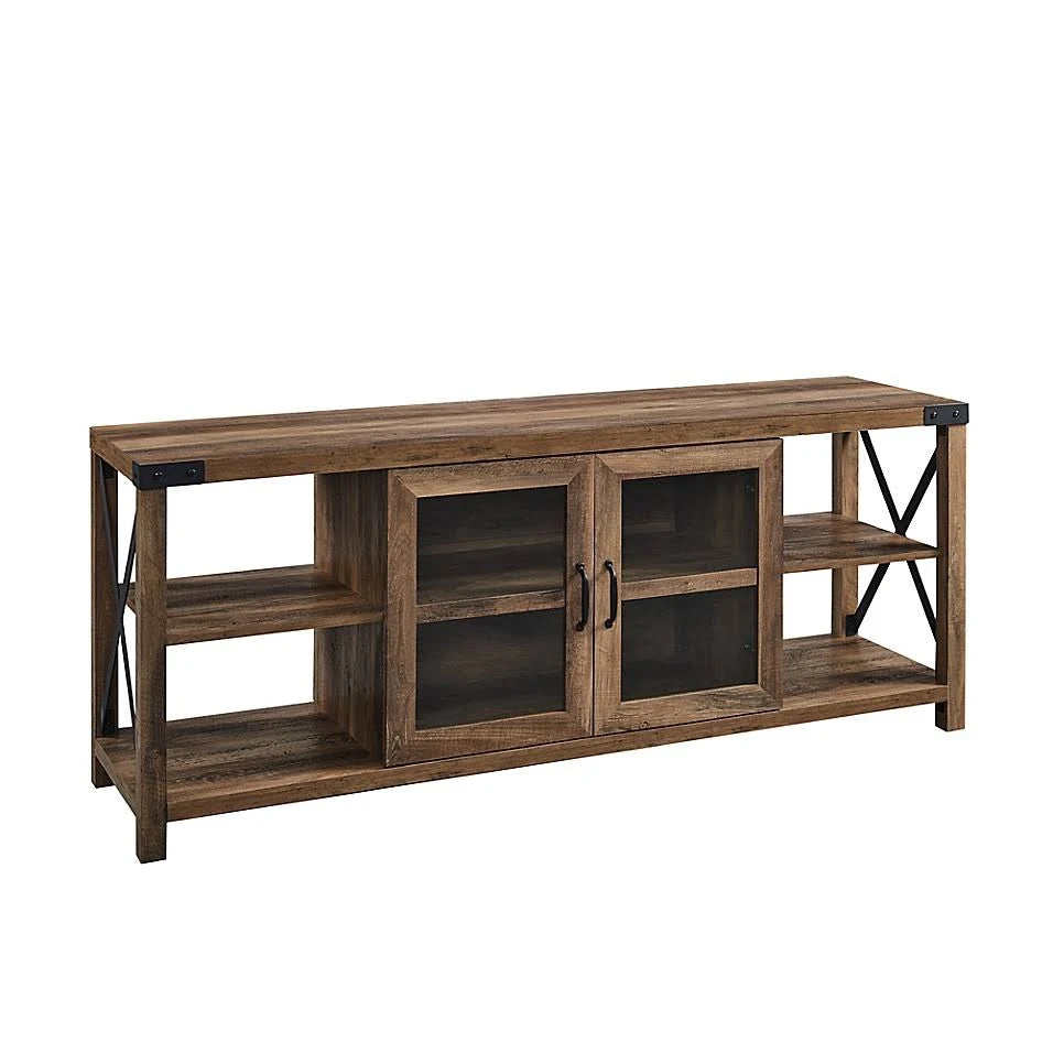Rustic Oak TV Stand with Cabinet I77492