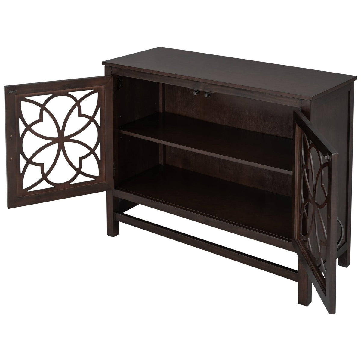 Brown Navy Blue Wood Accent Sideboard Storage Cabinet with Doors U6016