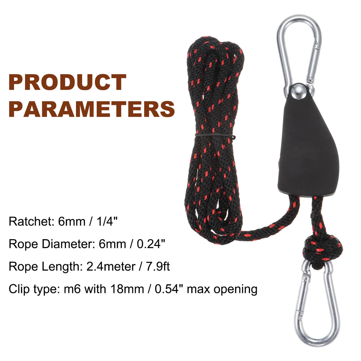 4 Pieces 1/4" (6mm) Ratchet Rope Hanger Metal Gears 7.9ft (2.4meter) Tie Down Strap C112242