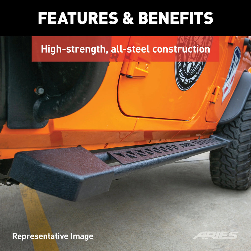 Black Steel Rocker Step Guard Running Boards M1007