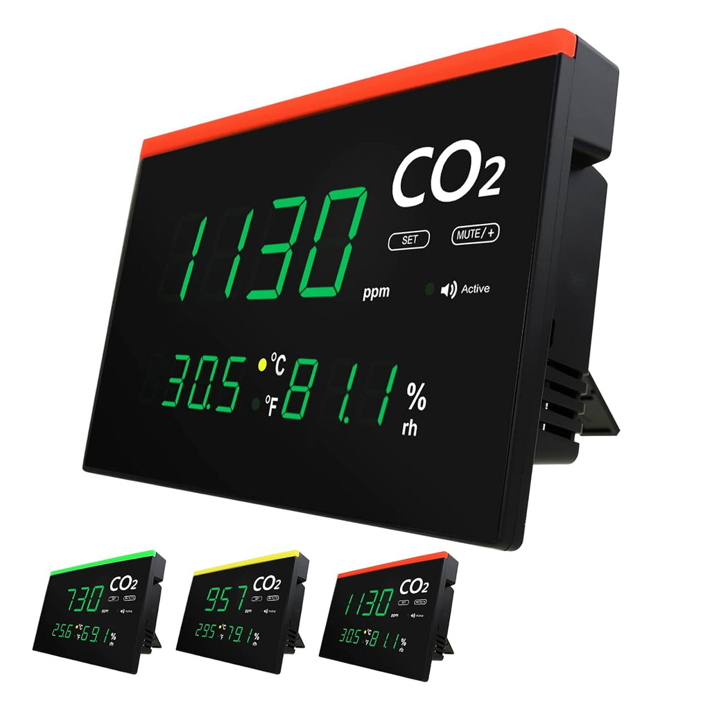 Large LED Screen CO2 Detector with Visual Color Warning Light Bar and Audible Alarm Y10989