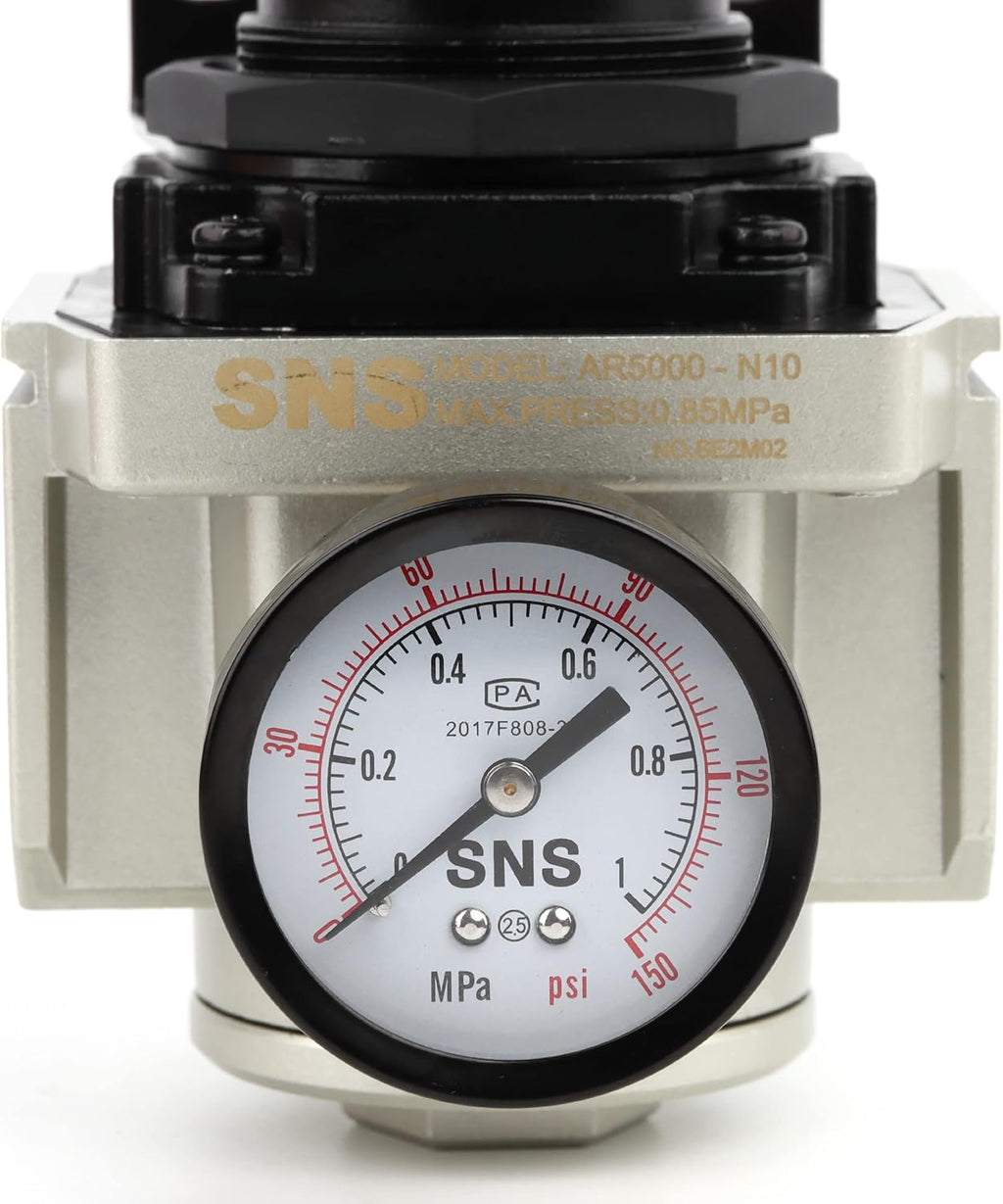 Female Thread 1'' NPT Air Pressure Regulator 0-150 PSI Adjustable, Bracket, Gauge Pack of 2 T8935