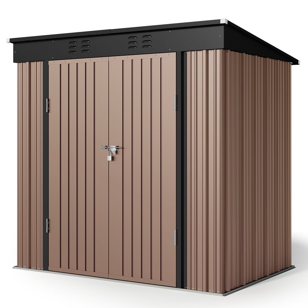 Light Brown Outdoor Storage Shed with Lockable Doors R92069