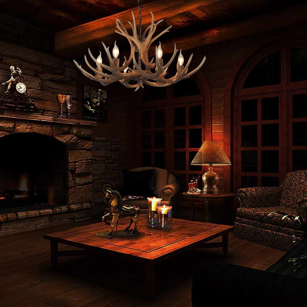 Antler Chandelier 6 Light Deer Horn Ceiling Light N2223
