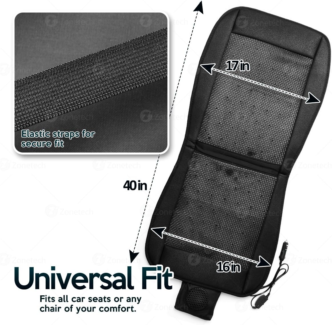 Black 12V Adjustable Cooling Car Seat Cushion S44782
