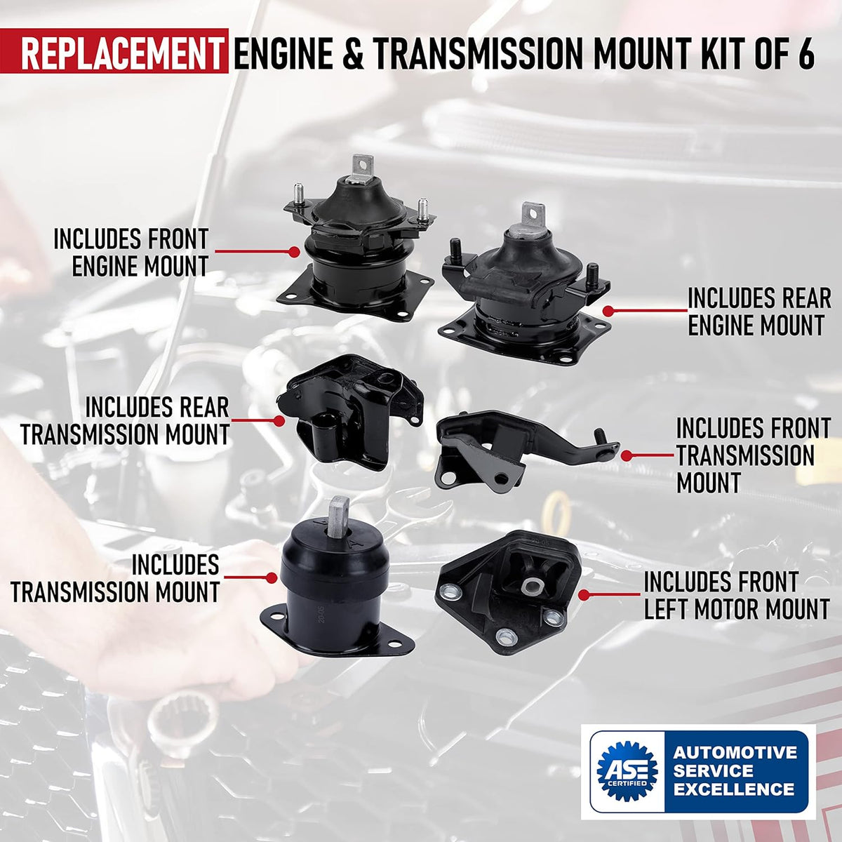 Engine Motor and Transmission Mount Set of 6 Y981427