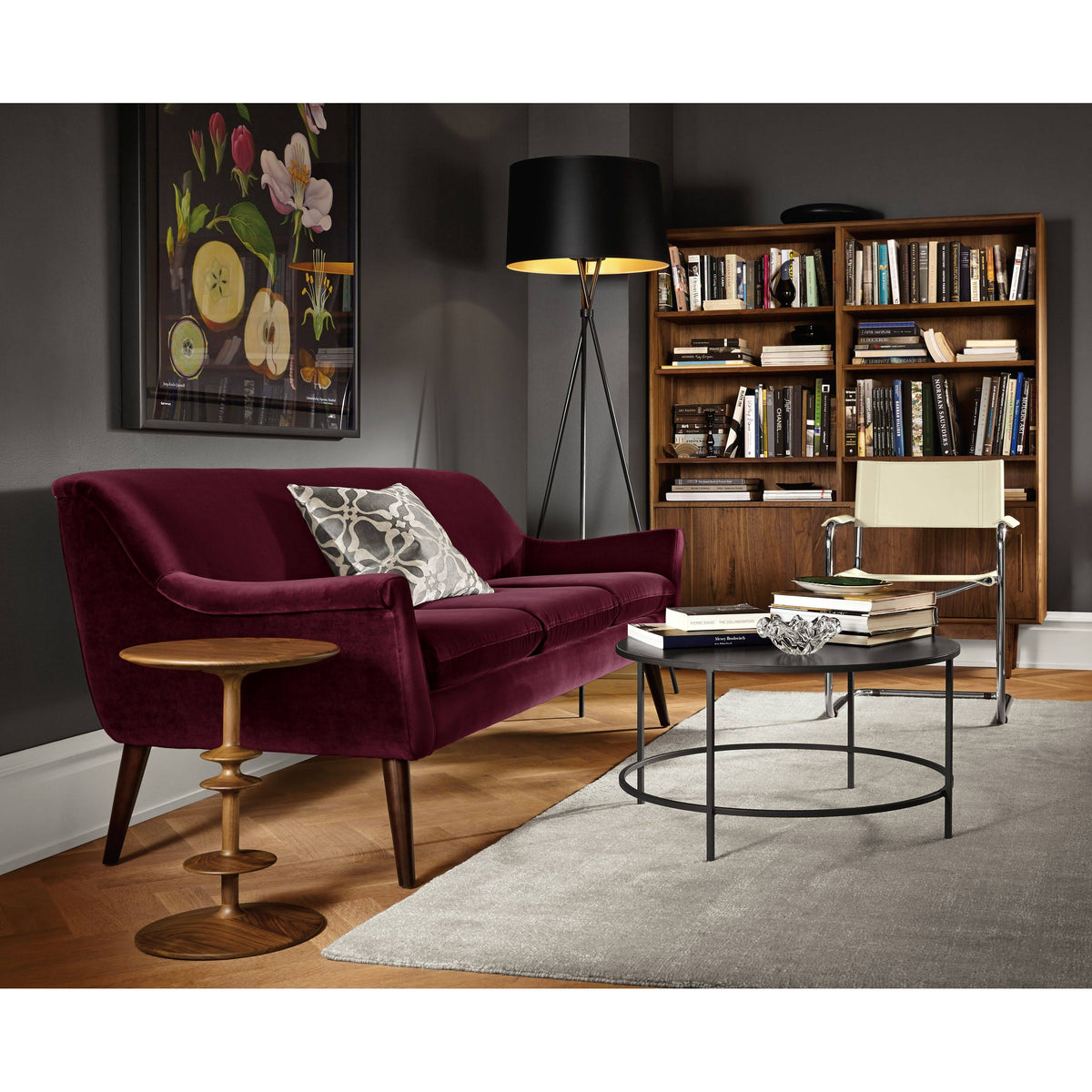 Slim Round Coffee Table with Shelf 30 Diameter 16h in Sapphire Blue K675