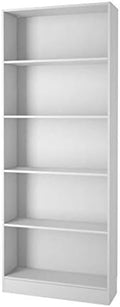 5 Shelf Wide Bookcase in White D7548