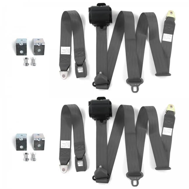 Charcoal Retractable Bucket Seat Belt Kit with Bracketry, 2 Belts C203450