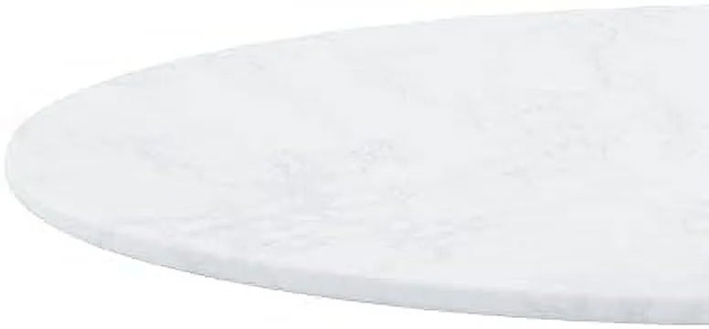 32" Round Dining Table with Printed Marble Table Top Metal Base Pedestal Table C61961