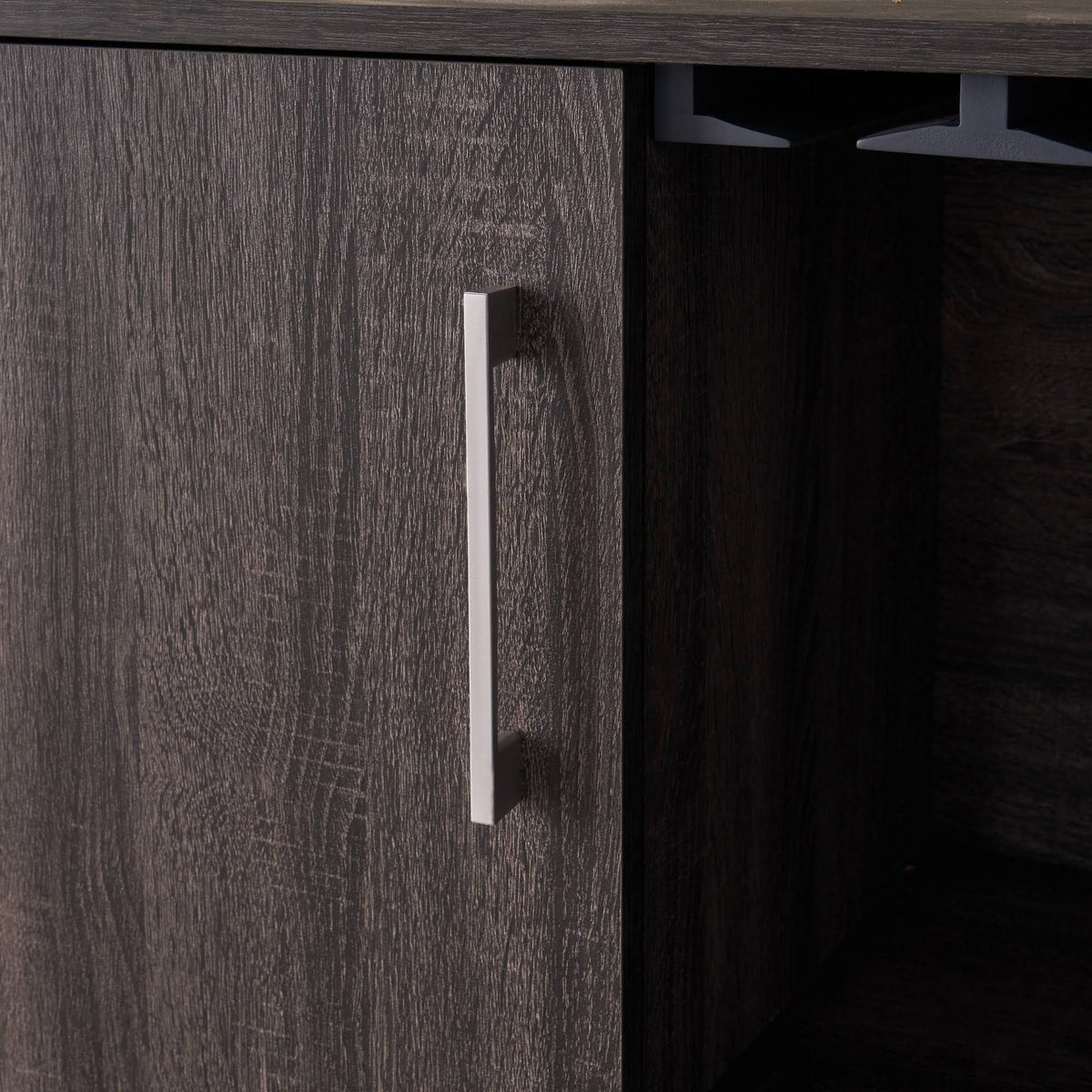 Sonoma Gray Oak and Black Finish Bar Cabinet I260