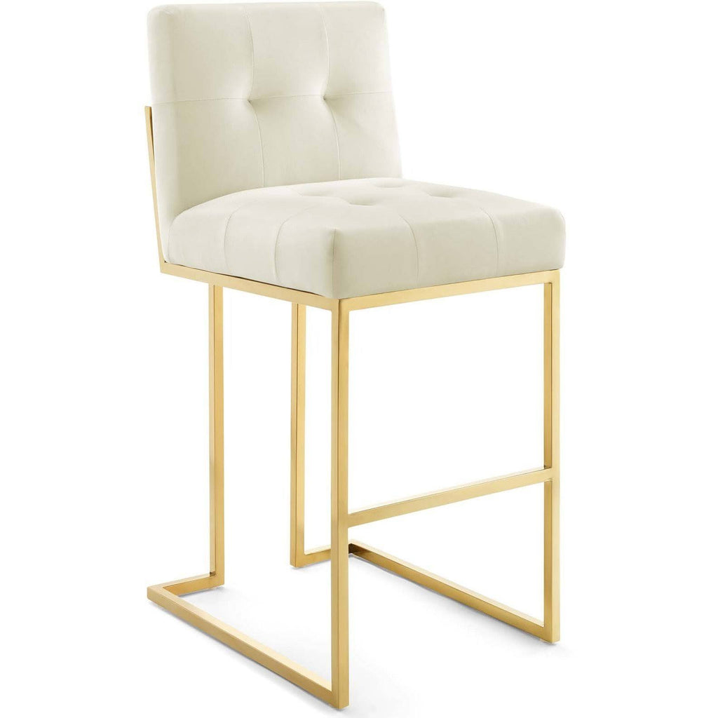 Gold Stainless Steel Performance Velvet Bar Stool Set of 2 Q9683