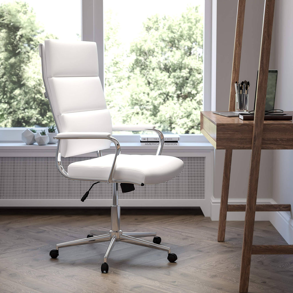 White LeatherSoft High Back Executive Swivel Office Chair P504