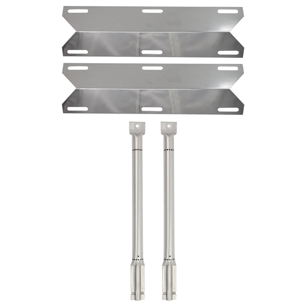 2-Pack Stainless Steel BBQ Gas Grill Tube Burner & Heat Shield Plate Replacement Parts X579829