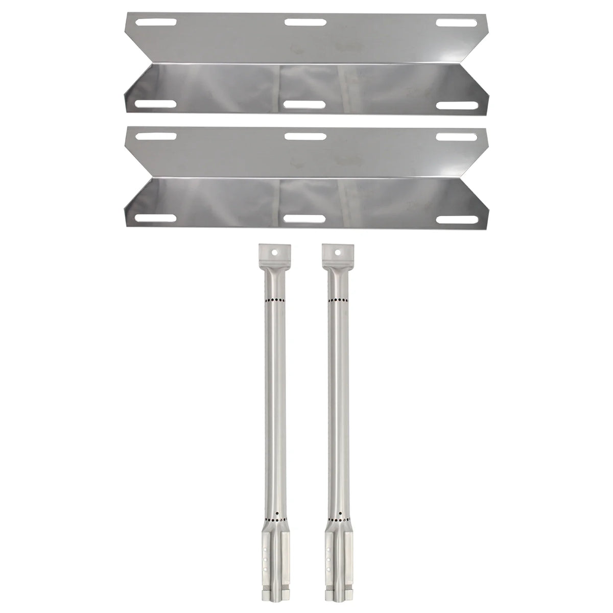 2-Pack Stainless Steel BBQ Gas Grill Tube Burner & Heat Shield Plate Replacement Parts X579829