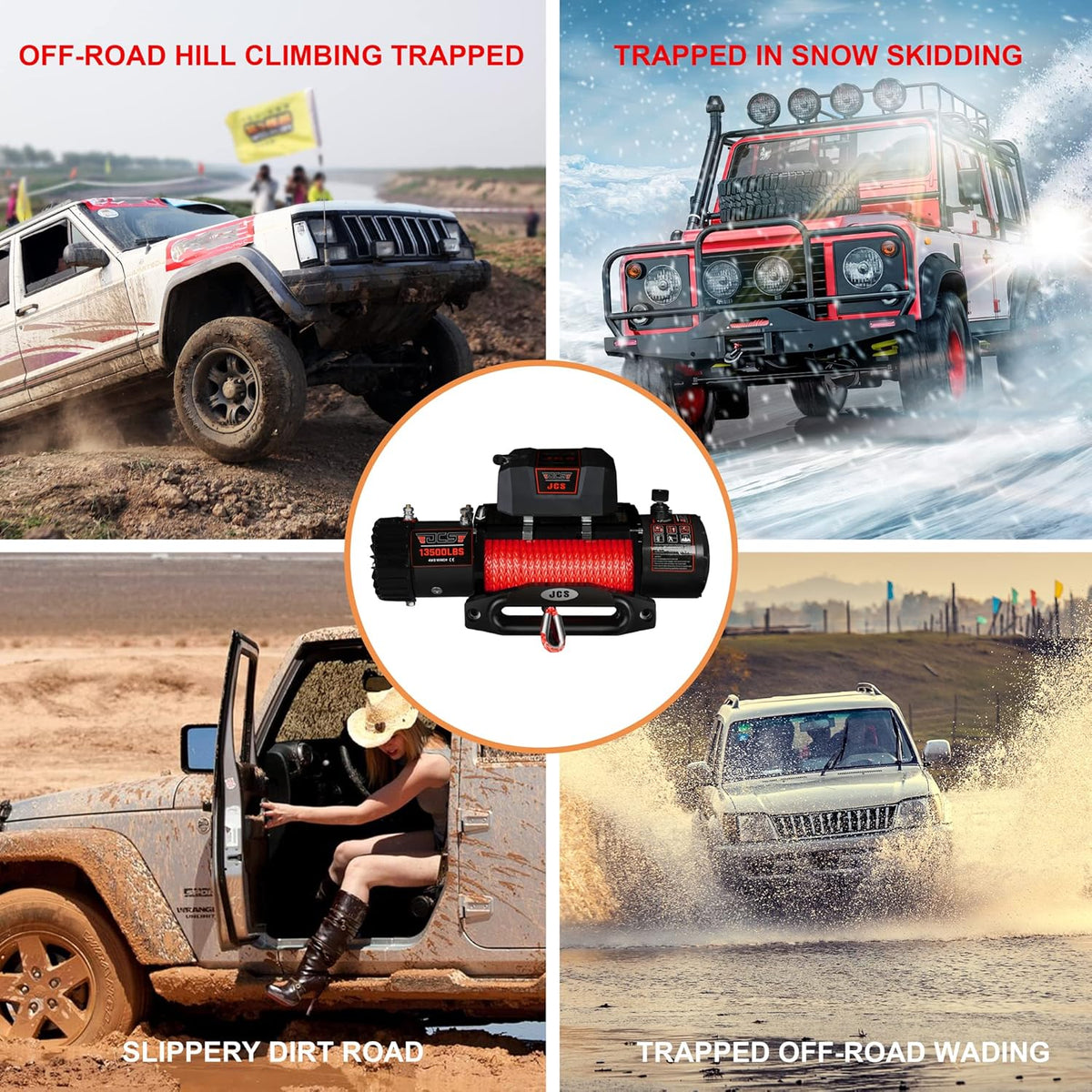 13500 lb Synthetic Electric Winch with Winch Rope L5495
