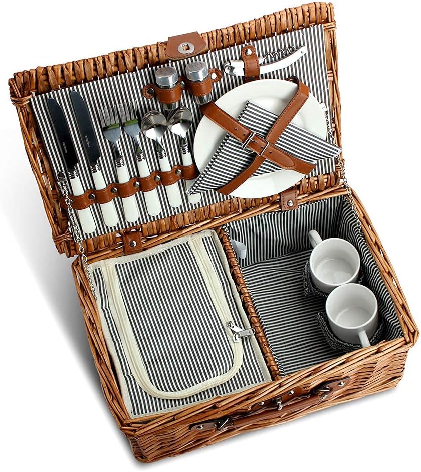 Willow Wicker Picnic Basket Set with Insulated Compartment X931537