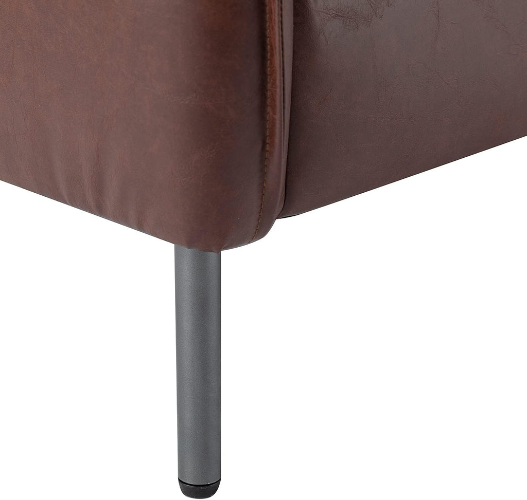 Brown Faux Leather Armchair with Moveable Cushion Y761370