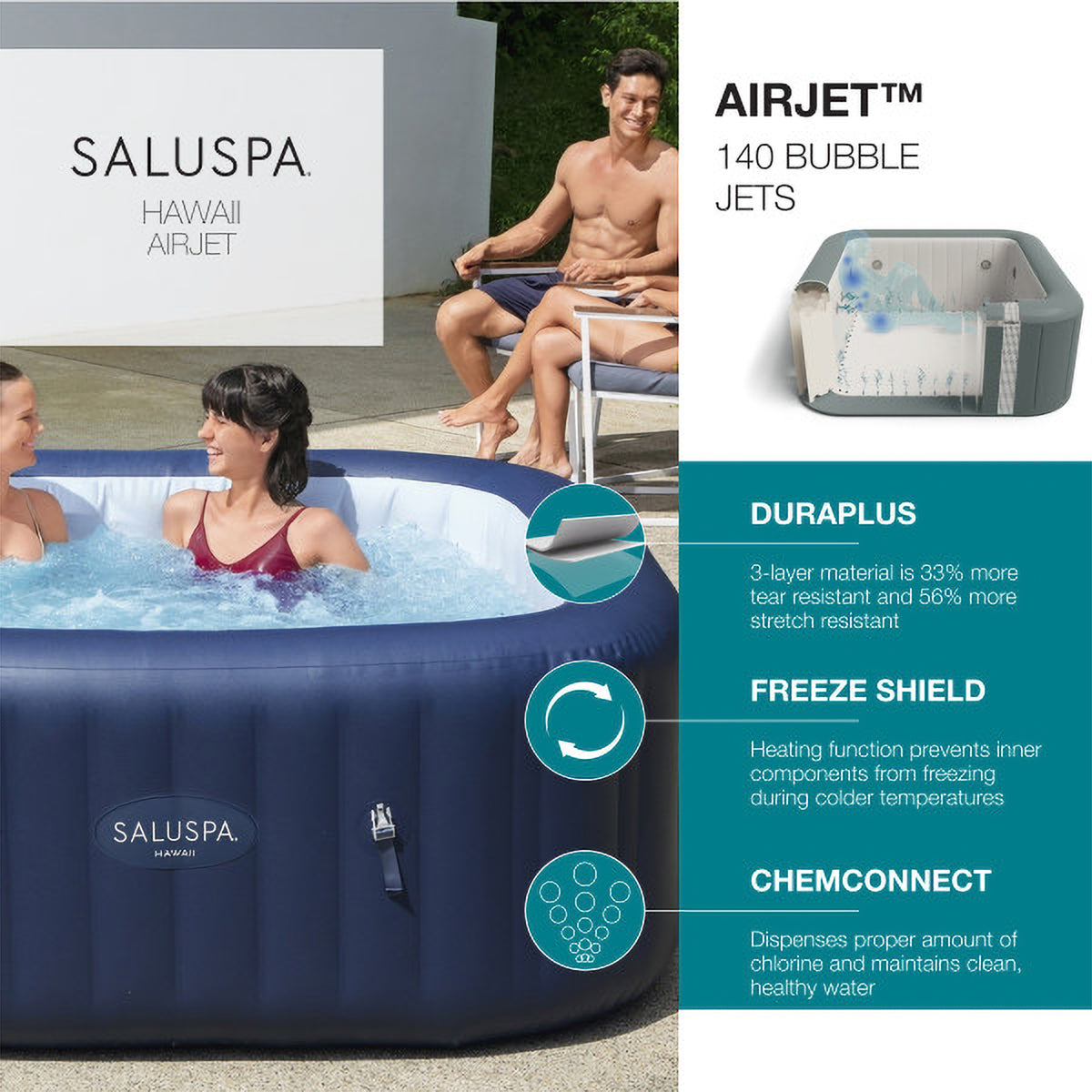 Blue Square Inflatable Hot Tub Q20545