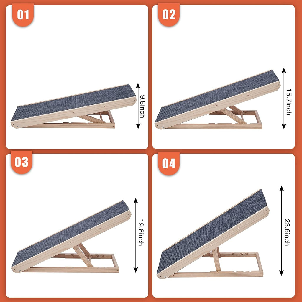 Wooden Adjustable Pet Ramp with Non-Slip Traction Pad, 40 Long B5960
