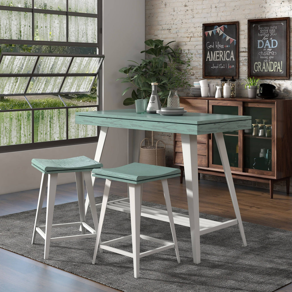 3-Piece Counter Height Table Set Dark Oak X482
