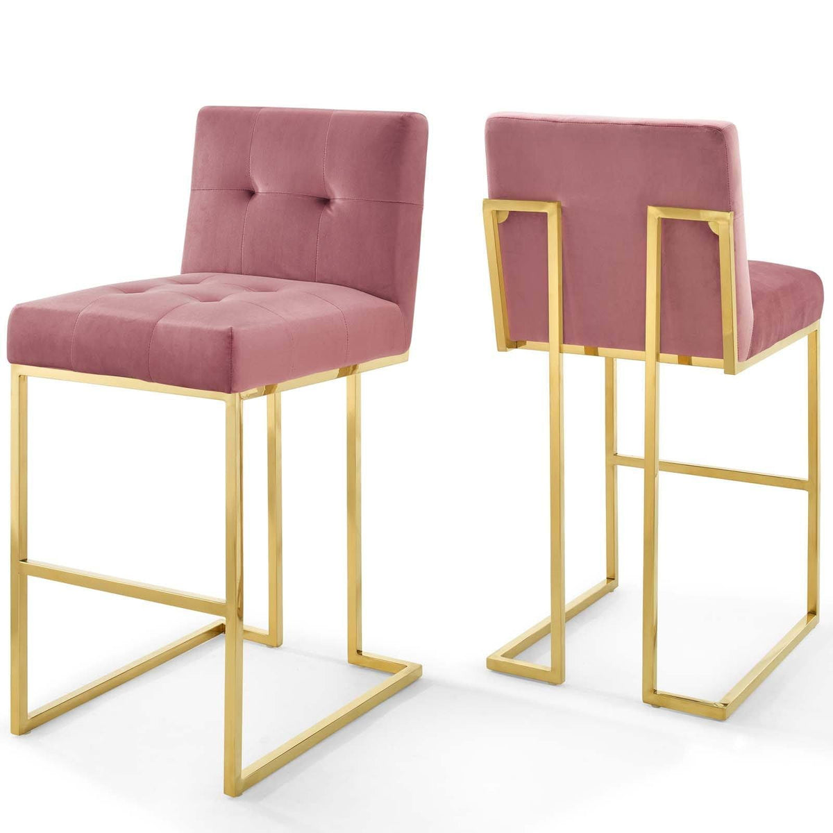 Gold Stainless Steel Performance Velvet Bar Stool Set of 2 Q9683