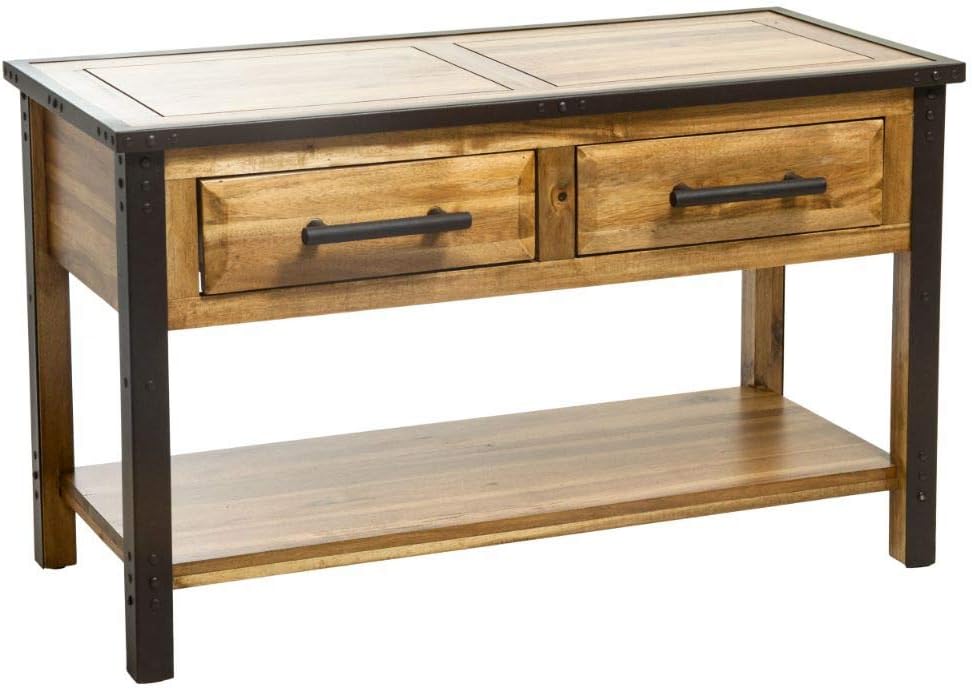 Natural Stained Acacia Wood Two Drawer Night Stand Z879
