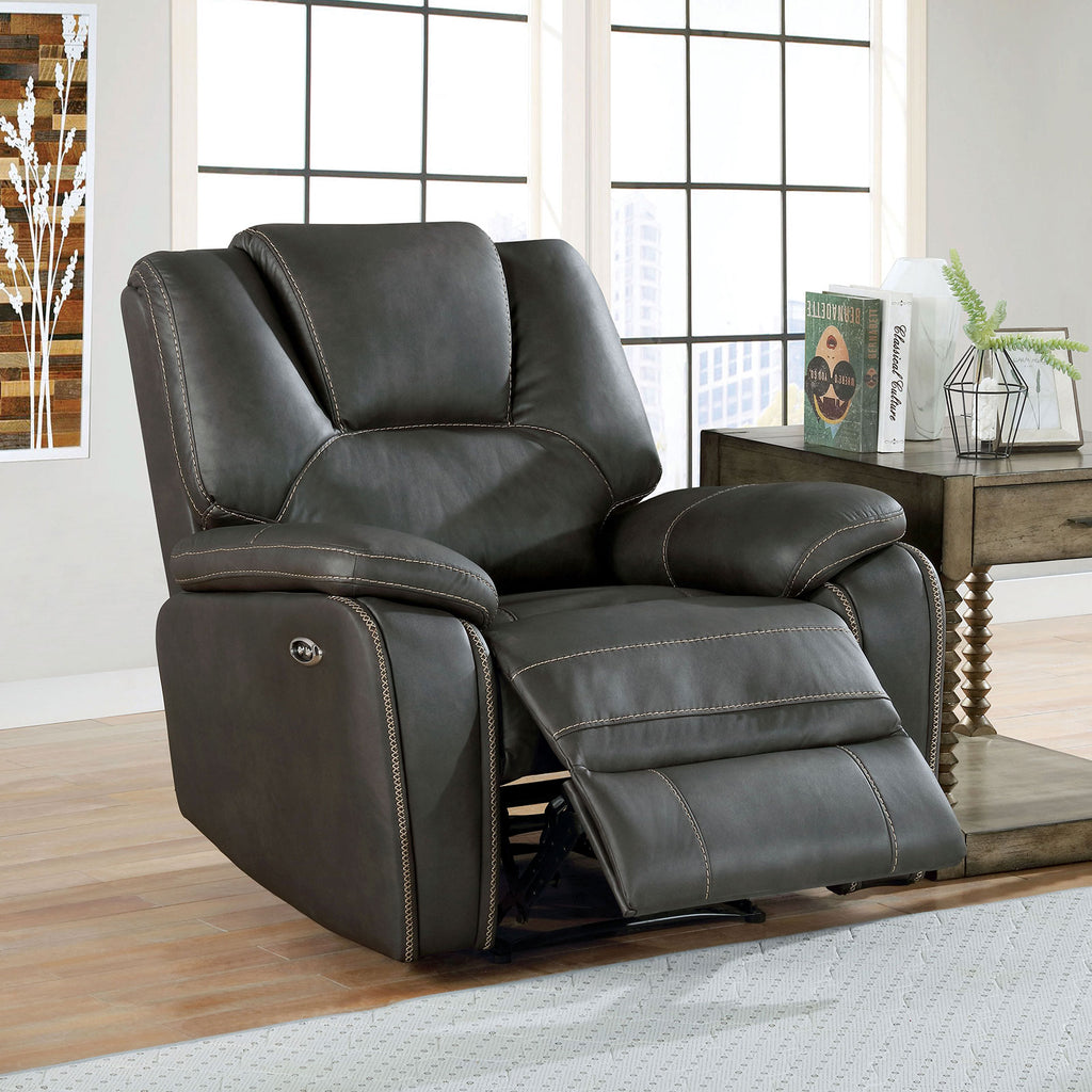 Gray Leatherette Solid Wood 3pc Motion Sofa Set W456251
