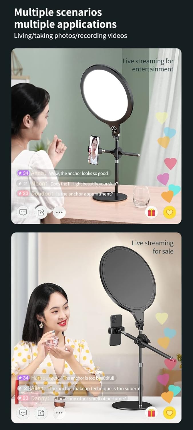 LED Video Conference Lighting Kit with Phone Mount and Adjustable Fill Light C68682