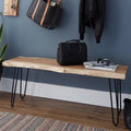 Brown Hairpin Wood Bench J56650