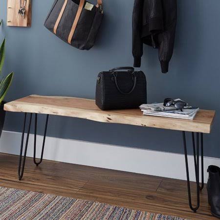 Brown Hairpin Wood Bench J56650