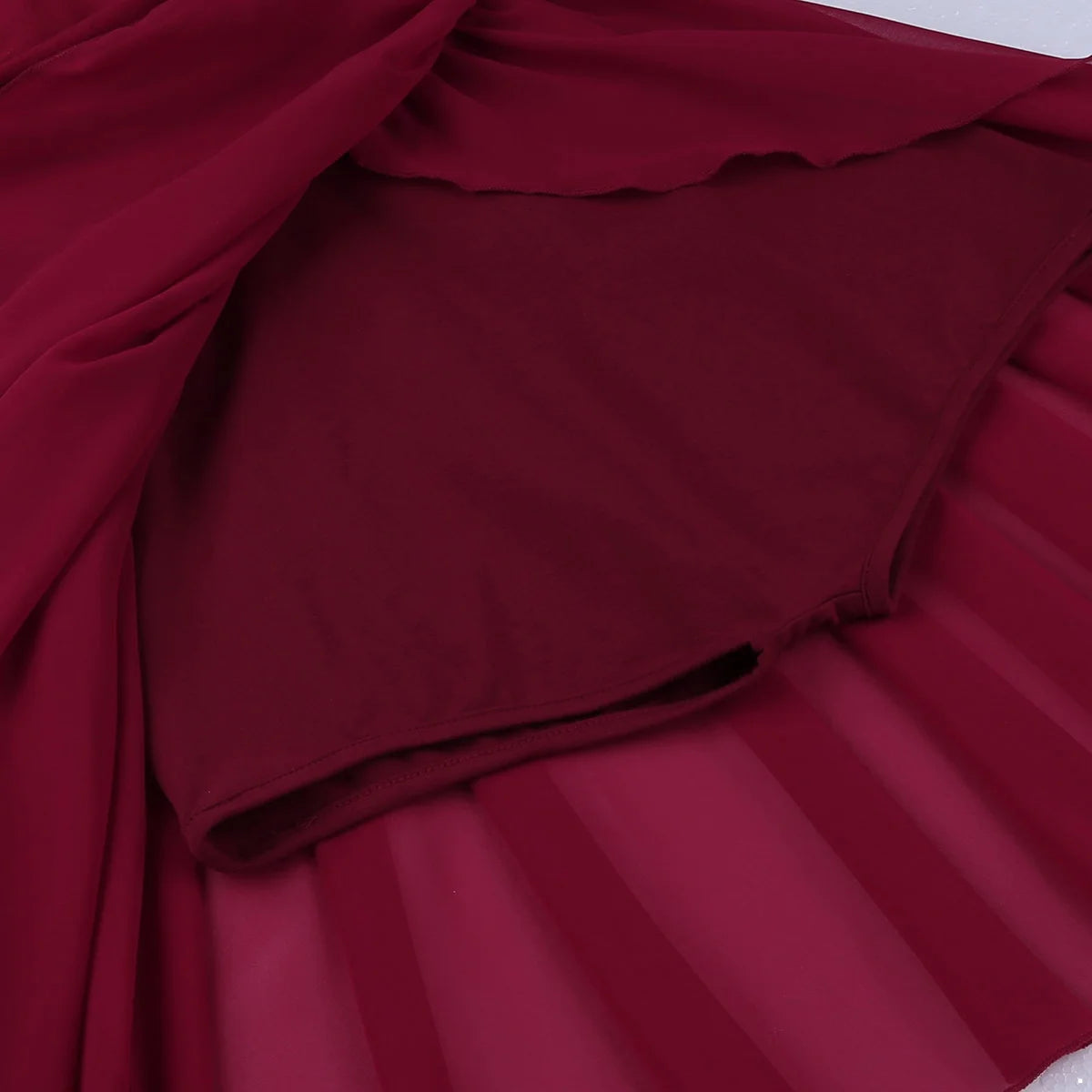 Chiffon Leotard Skirted Illusion V-Neck Dance Dress A448