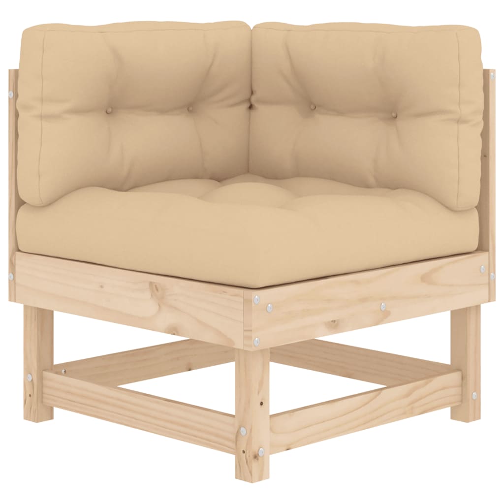 Solid Wood Pine Corner Sofa with Cushions D108