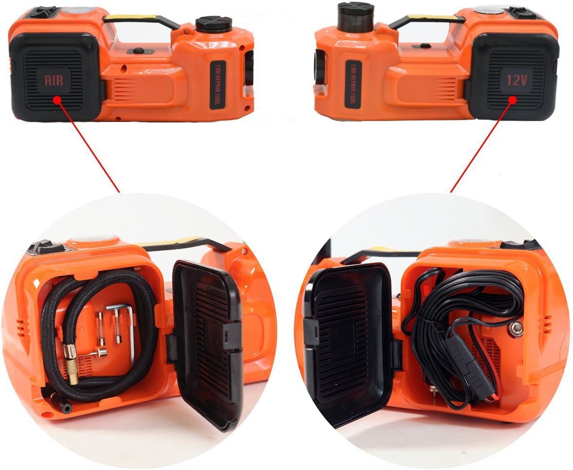 12V DC Electric Hydraulic Floor Jack 3 in 1 Set with Safe Hammer Car Repair Tool Kit P3070