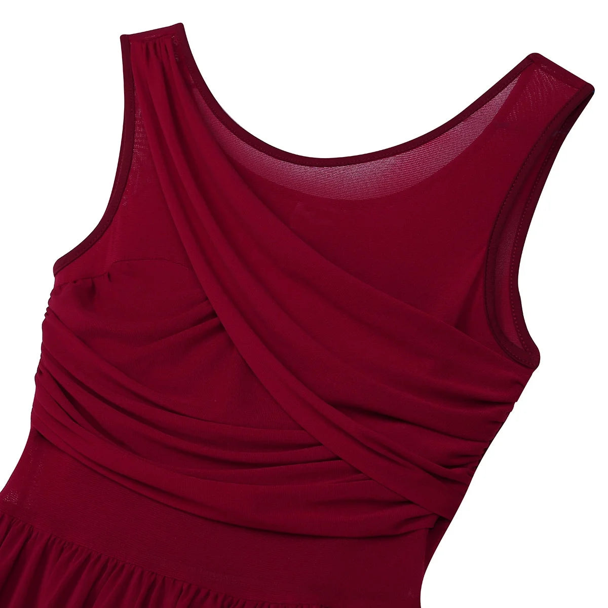 Chiffon Leotard Skirted Illusion V-Neck Dance Dress A448