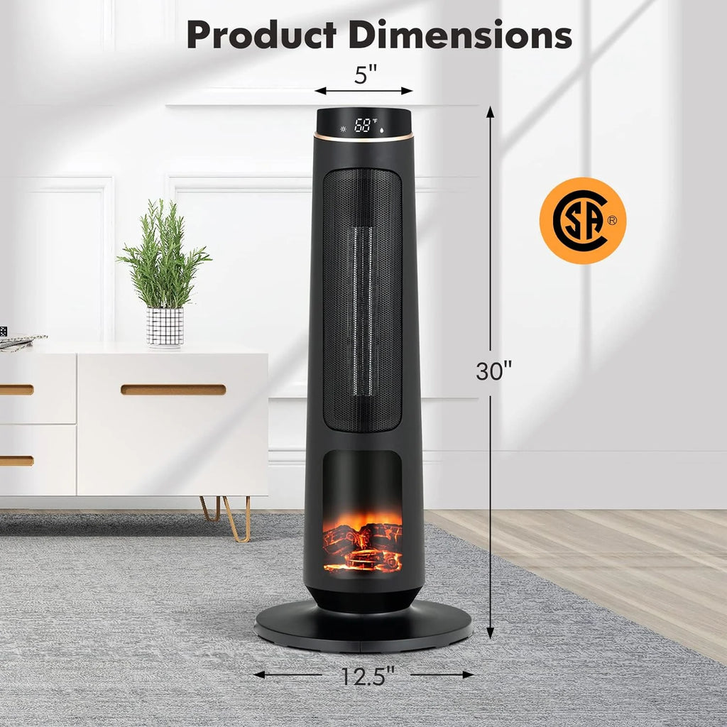 1500W Black Ceramic Tower Heater with Remote Control L39366